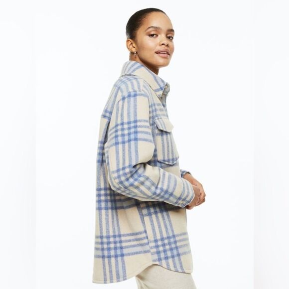 H&M Plaid Jacket Shacket New - Picture 6 of 8